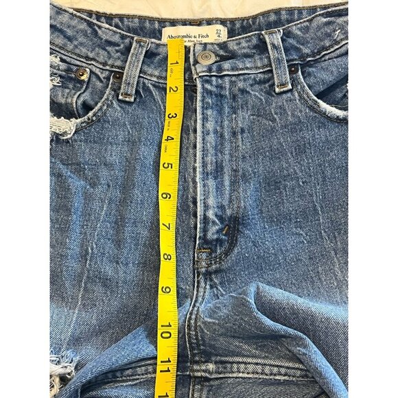 Abercrombie And Fitch High Rise Mom Jean Curve Love Size 27/4R Distressed - Picture 8 of 10